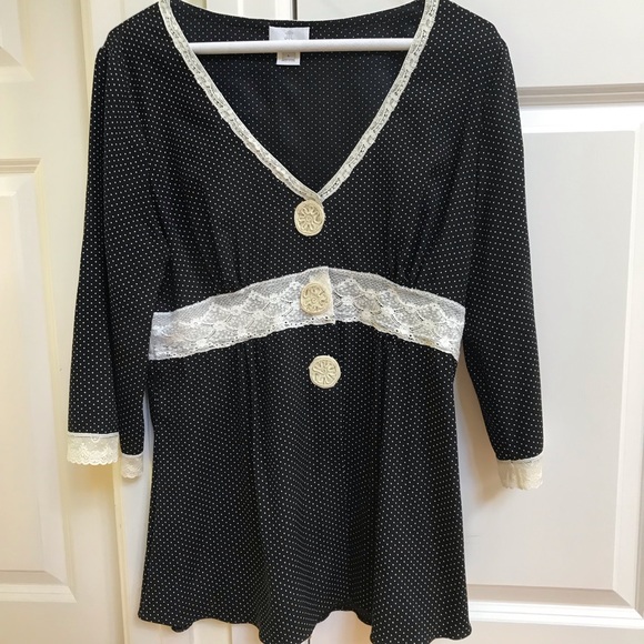 Miguelina Payton Lace-Trimmed Polka Dot Blouse - Picture 3 of 7